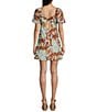 GB Floral Print Puff Sleeve Empire Waist Dress, Color:Brown Multi - Image 2