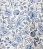GB Floral Print Puff Sleeve Empire Waist Dress, Color:White Blue - Image 3