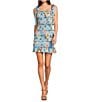 GB Floral Print Square Neck Smocked Tie Shoulder Bodycon Mini Dress - Image 1