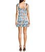 GB Floral Print Square Neck Smocked Tie Shoulder Bodycon Mini Dress - Image 2