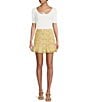 Color:Yellow Multi - Image 3 - Floral Printed Chiffon Gathered Mini Skirt