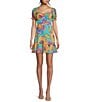 Color:Aqua Multi - Image 1 - Floral Printed Chiffon Mini Dress