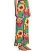 GB Coordinating Floral High Waist Linen Blend Wide Leg Pants, Color:Green Combo - Image 3