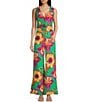 GB Coordinating Floral High Waist Linen Blend Wide Leg Pants, Color:Green Combo - Image 5