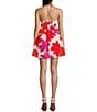 GB Floral Printed Linen Blend Halter Mini Dress, Color:Pink Multi - Image 2