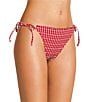 GB Gingham Seersucker Puff Lettuce Edge Tie Side Swim Bottom - Image 1