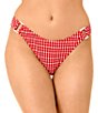 GB Gingham Seersucker Puff Rectangle Ring High Leg Hipster Swim Bottom - Image 1