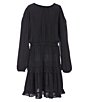 Color:Black - Image 1 - Girls Big Girls 7-16 Long Sleeve Smocked Tiered Dress