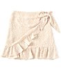 Color:Tan - Image 1 - Big Girls 7-16 Printed Side-Tie Faux-Wrap Skirt