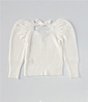 Color:Ivory - Image 2 - Big Girls 7-16 Puff Sleeve Sweater