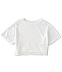 Color:White - Image 1 - Big Girls 7-16 Raw Edge Cropped Boxy Knit Tee