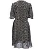 Color:Black/White - Image 2 - Big Girls 7-16 Ruffle-Sleeve Printed Faux-Wrap Dress