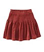Color:Burgundy - Image 1 - Girls Big Girls 7-16 Smocked High-Waisted Mini Skirt