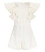 Color:White - Image 2 - Big Girls 7-16 Tiered Ruffle Sleeve Romper