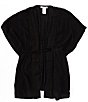 Color:Black - Image 1 - Girls Big Girls 7-16 Woven Tie-Front Poncho Swimsuit Cover Up