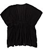 Color:Black - Image 2 - Girls Big Girls 7-16 Woven Tie-Front Poncho Swimsuit Cover Up