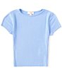 Color:Blue - Image 1 - Big Girls 7-16 Short-Sleeve Rib Knit Tee