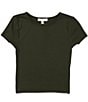 Color:Black - Image 1 - Big Girls 7-16 Short-Sleeve Rib Knit T-Shirt