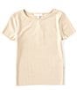 Color:Khaki - Image 1 - Big Girls 7-16 Short-Sleeve Rib Knit T-Shirt