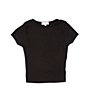 Color:Black - Image 1 - Big Girls 7-16 Short-Sleeve Rib Knit Tee