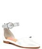 Color:Silver - Image 1 - Girls' Brielle-Girl Rhinestone Ankle Strap Pointed Toe Flats (Infant)