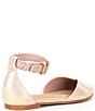 Color:Light Pink - Image 2 - Girls' Brielle-Girl Shimmer Fabric Ankle Strap Pointed Toe Flats (Youth)