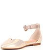 Color:Light Pink - Image 4 - Girls' Brielle-Girl Shimmer Fabric Ankle Strap Pointed Toe Flats (Youth)