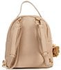 Color:Taupe - Image 2 - Girls Front Pocket Backpack with Mesh Flower Keychain