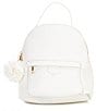 Color:White - Image 1 - Girls Front Pocket Backpack with Mesh Flower Keychain