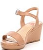 Color:Berkshire Tan - Image 4 - Girls' Juudeth-Girl Leather Family Matching Wedge Sandals (Youth)