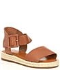 Color:Vacay Tan - Image 1 - Girls' Kaygan Leather Espadrille Family Matching Flat Sandals (Youth)