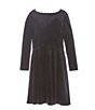 Color:Black - Image 1 - Girls Little Girls 2-6X Long Sleeve Fit & Flare Velvet Dress