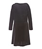 Color:Black - Image 2 - Girls Little Girls 2-6X Long Sleeve Fit & Flare Velvet Dress