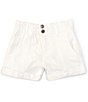 Color:White - Image 1 - Girls Little Girls 2T-6X Elastic High Waist Seamed Front Denim Shorts