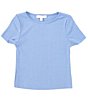 Color:Periwinkle - Image 1 - Little Girls 2T-6X Short-Sleeve Rib Knit Tee