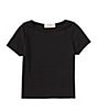 Color:Black - Image 1 - Little Girls 2T-6X Short-Sleeve Rib Knit Tee