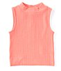 Color:Coral - Image 1 - Little Girls 2T-6X Sleeveless Mock Neck Zuma Top