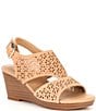 Color:Dark Sierra Tan - Image 1 - Girls' Mae Perferated Wedge Sandals (Youth)