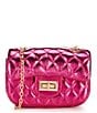 Color:Hot Pink - Image 1 - Girls Metallic Quilted Crossbody Handbag