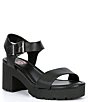 Color:Black - Image 1 - Girls' Neww Leather Lug Sole Platform Sandals (Youth)