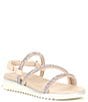 Color:Bisque - Image 1 - Girls' Remi Bling Band Suede Sandals (Toddler)