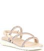 Color:Bisque - Image 1 - Girls' Remi Bling Band Suede Sandals (Youth)