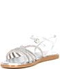 Color:Chalk/Silver - Image 4 - Girls' Rosie Bling Flat Sandals (Youth)