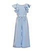 Color:Baby Blue - Image 1 - Little Girls 2-6x Ruffle Sleeve Jumpsuit
