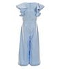 Color:Baby Blue - Image 2 - Little Girls 2-6x Ruffle Sleeve Jumpsuit