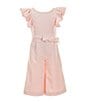Color:Light Pink - Image 1 - Little Girls 2-6x Ruffle Sleeve Jumpsuit