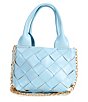 Color:Blue - Image 1 - Girls Square Drawstring Cinch Closure Woven Double Handle Tote