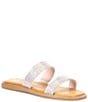 Color:Seashell Sand - Image 1 - Girls' Stola Double Band Rhinestone Embellished Banded Slide Sandals (Toddler)