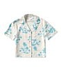 GB Girls x DANNIJO Little Girls 2T-6X Short Sleeve Palm Print Button Front Shirt, Color:White Blue - Image 1