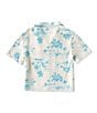 GB Girls x DANNIJO Little Girls 2T-6X Short Sleeve Palm Print Button Front Shirt, Color:White Blue - Image 2